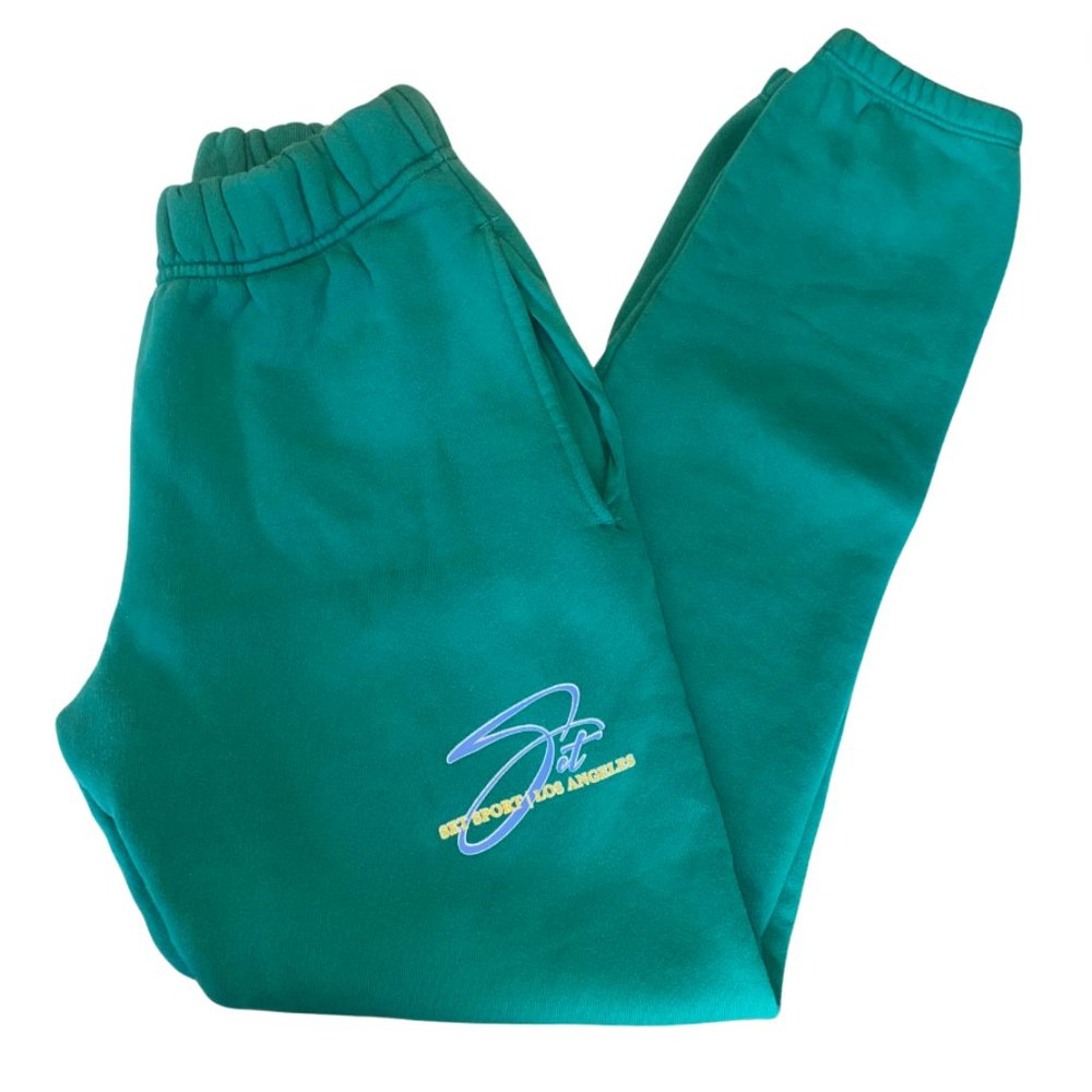 SET ACTIVE Green Sweatpants Women's Size Small 100% Cotton